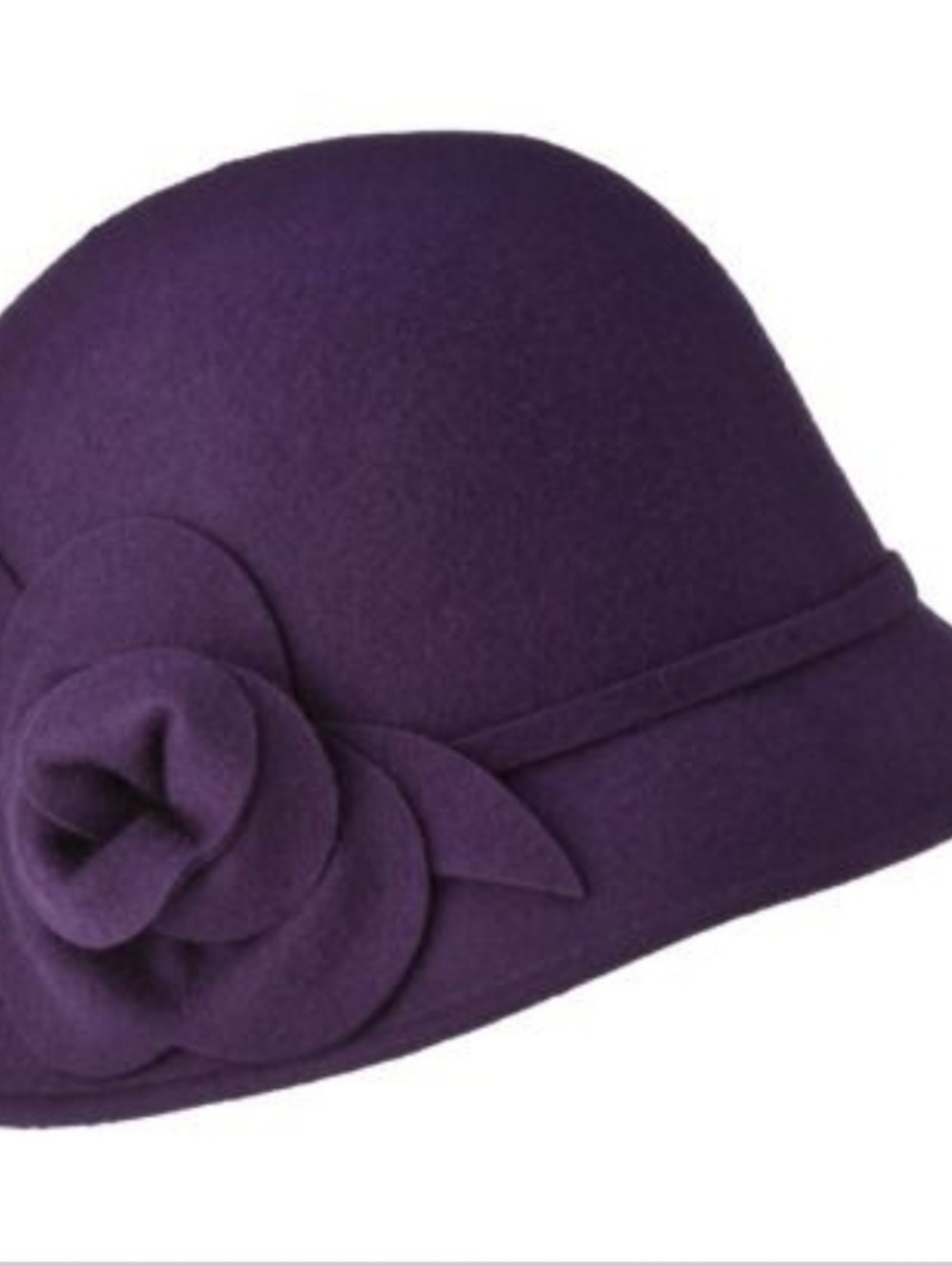 Purple Wool Felt Flower Cloche Hat